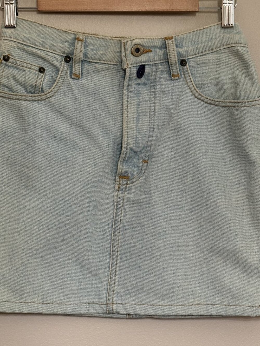 Esprit '90s Vintage Denim Mini Skirt Size 8 Stone Washed Blue